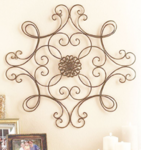 Square Scrolled Metal Wall Medallion Decor