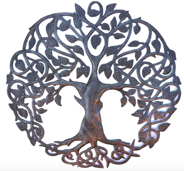 New Design Celtic Inspired Tree of Life, Metal Wall Art, Fair trade from Haiti, 23" X 23"