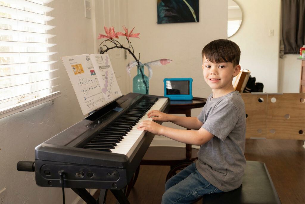 Recommended piano lesson camera angle